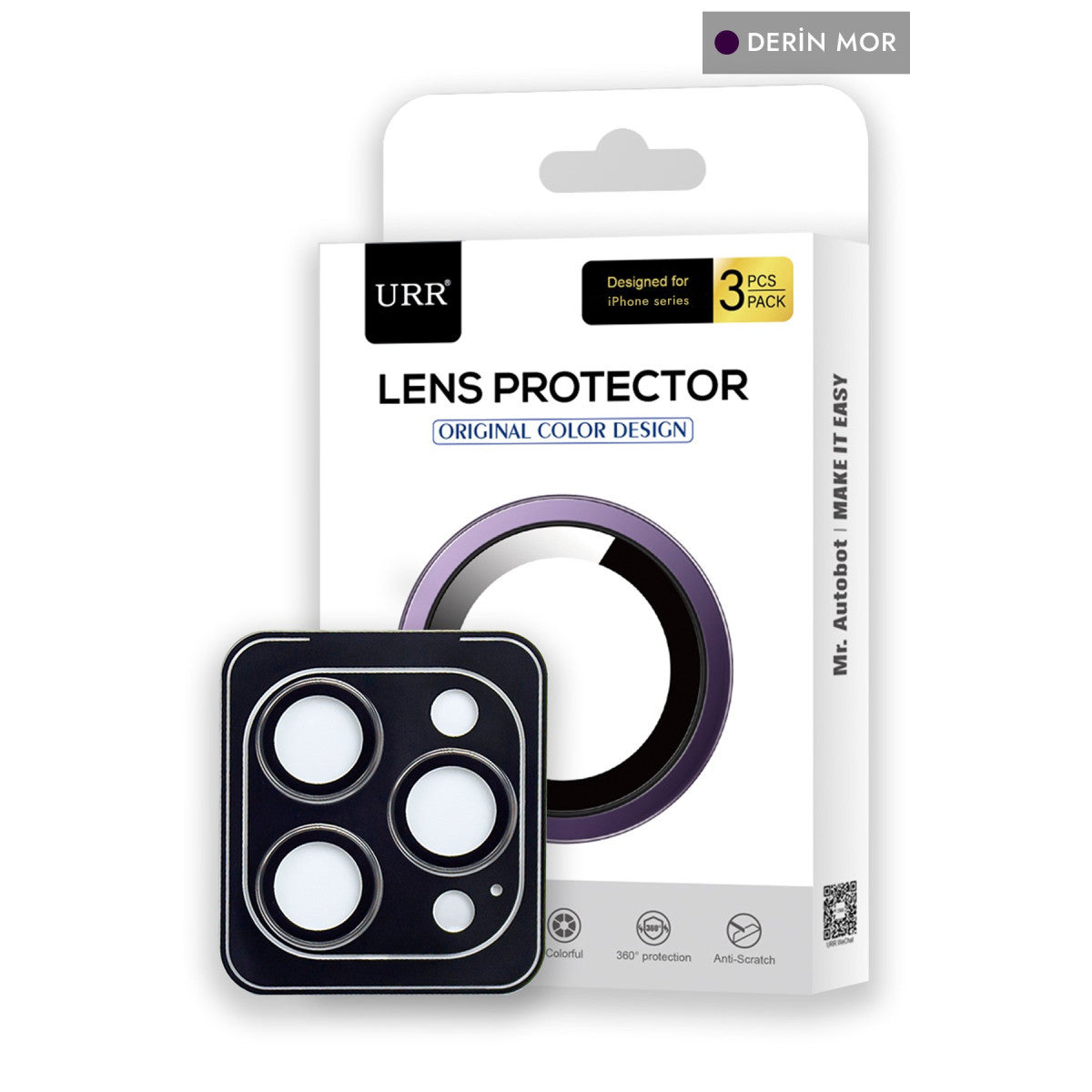 URR Apple iPhone 14 Pro Max 3D PVD Dioxide Kamera Lens Koruyucu